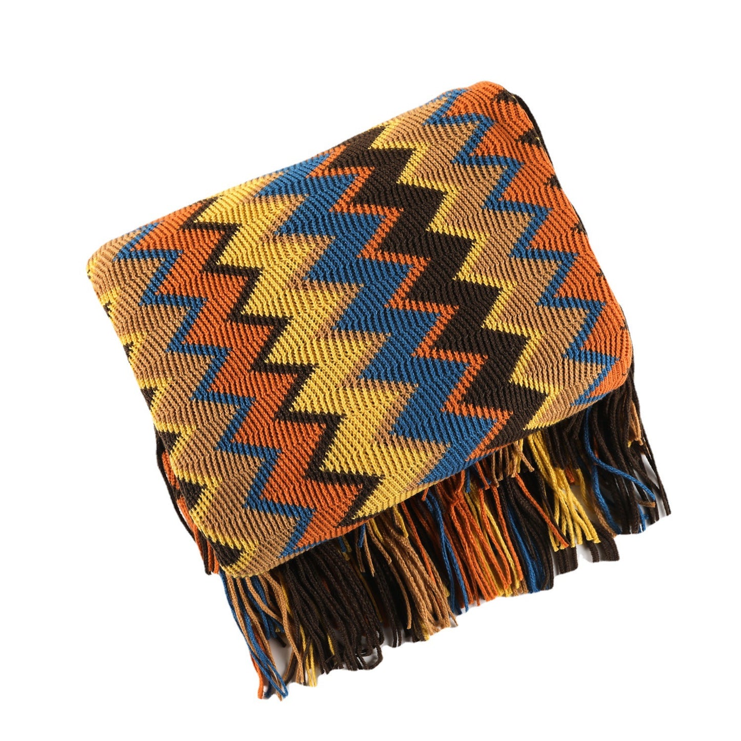 Bohemian Geometrical Zigzag Knitted Blanket Throw - Adore India