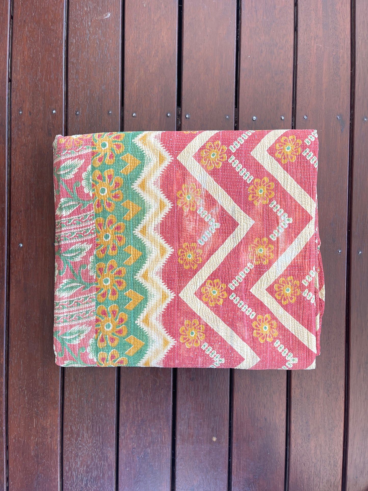 Indian Handmade Reversible Vintage Kantha Quilt Bedspread Mary - Adore India