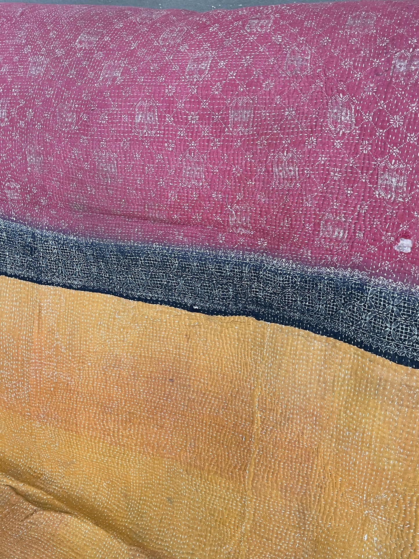 Indian Handmade Vintage Cotton Kantha Quilt Bedspread Throw- Asha - Adore India