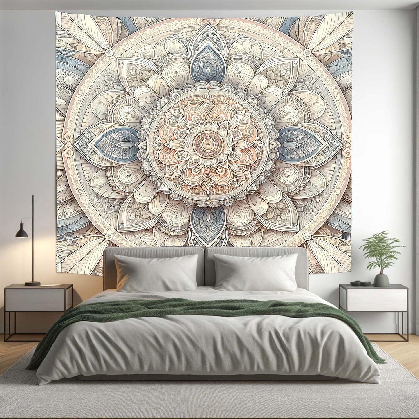 Bohemian Pastel Floral Mandala Tapestry Psychedelic Wall Hanging Boho Decor - Adore India