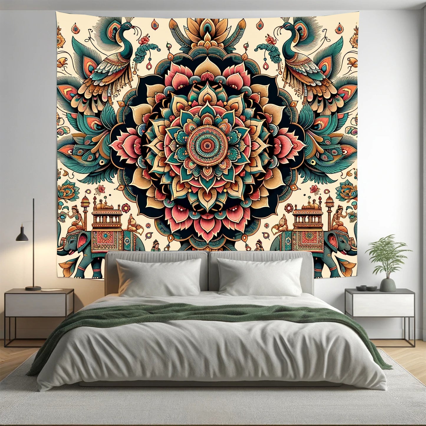 RedGreen Indian Mandala Tapestry Psychedelic Wall Hanging Boho Decor - Adore India