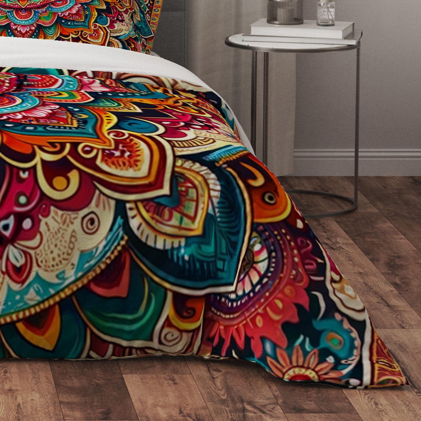 Colourful Indian Mandala Reversible Quilt Cover Duvet Cover Set - Adore India