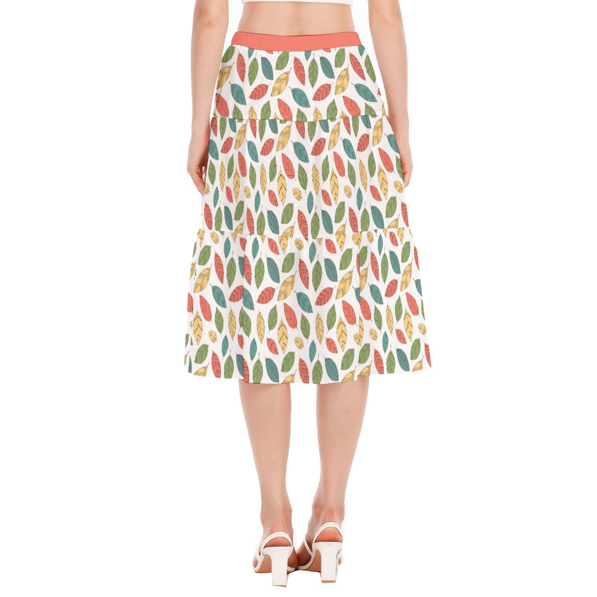 Bohemian Leaf Floral Printed Women's Pleated Chiffon Skirt - Adore India