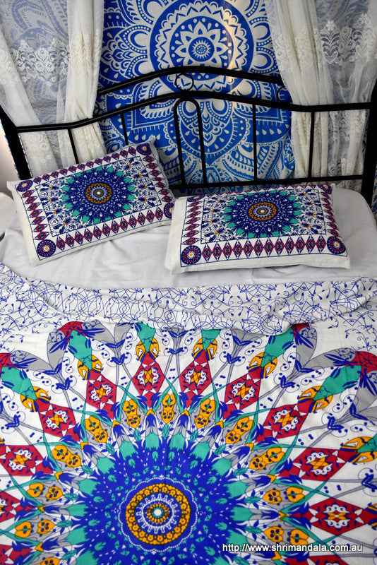 Universe Teal Mandala Throw - Adore India