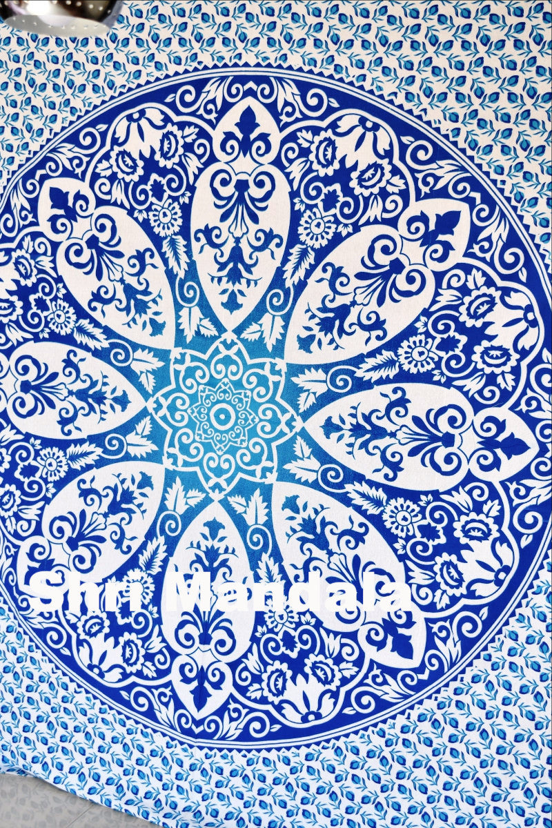 Wholesale Lot Brahma Blue Ombre Mandala Throw- 3 Pcs - Adore India