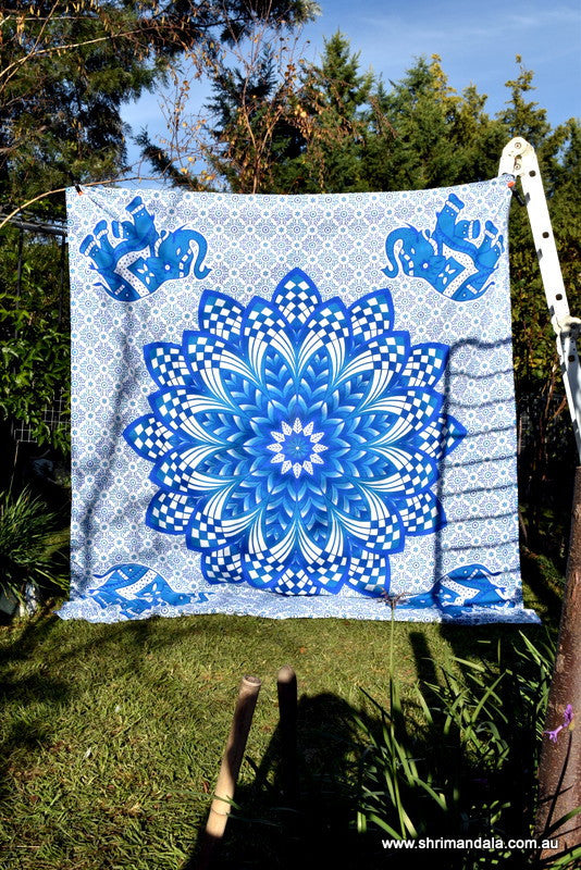 Ganesh Blue Ombre Mandala Throw - Adore India