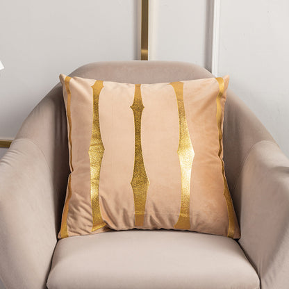 Velvet Gold Foil Printed Stripe Printed Throw Pillow Cushion Cover - Adore India   