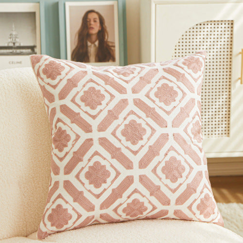 Embroidery Modern Geometrical Living Room Sofa Cushion Cover - Adore India   