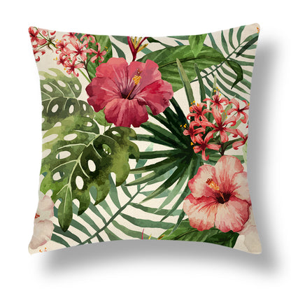 Tropical Colourful Linen Throw Pillow Case Cushion Cover - Adore India   