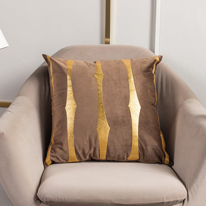 Velvet Gold Foil Printed Stripe Printed Throw Pillow Cushion Cover - Adore India   
