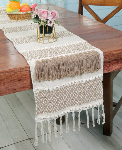 Emilia Handmade Cotton Boho Table Runner with Tassels