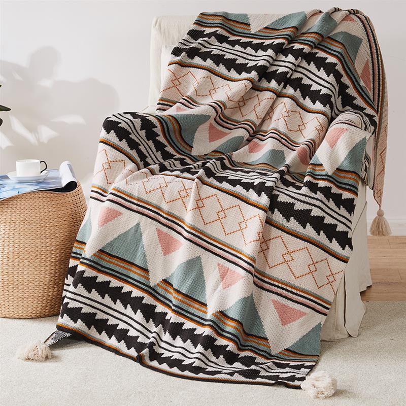 New Jacquard Bohemian Knitted Shawl Blanket - Adore India   