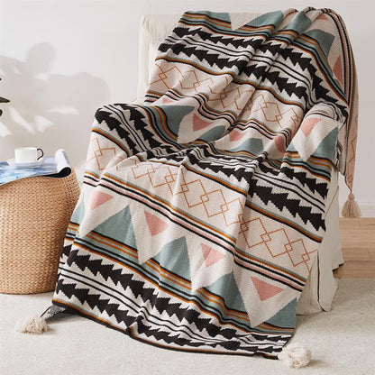 New Jacquard Bohemian Knitted Shawl Blanket - Adore India   