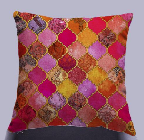 Bohemian Nordic Vintage Cotton Linen Geometry Cushion Cover - Adore India   