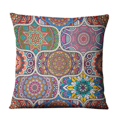 Linen Bohemian Mandala Geometrical Pillow Cushion Cover - Adore India   