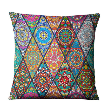 Linen Bohemian Mandala Geometrical Pillow Cushion Cover - Adore India   