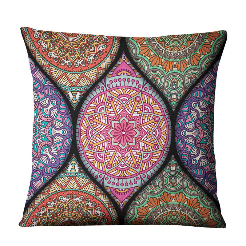 Linen Bohemian Mandala Geometrical Pillow Cushion Cover - Adore India   