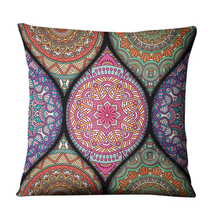 Linen Bohemian Mandala Geometrical Pillow Cushion Cover - Adore India   