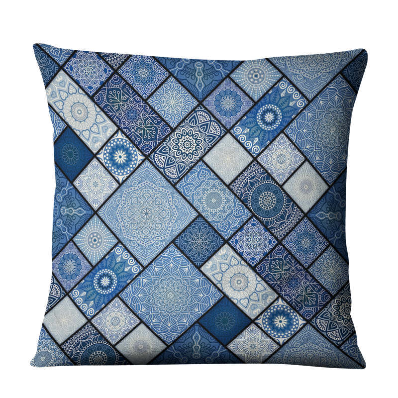 Linen Bohemian Mandala Geometrical Pillow Cushion Cover - Adore India   