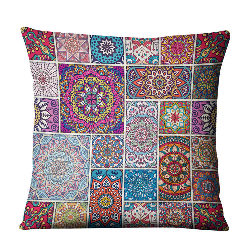 Linen Bohemian Mandala Geometrical Pillow Cushion Cover - Adore India   