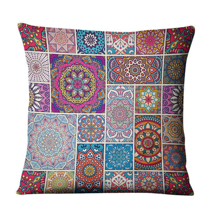 Linen Bohemian Mandala Geometrical Pillow Cushion Cover - Adore India   