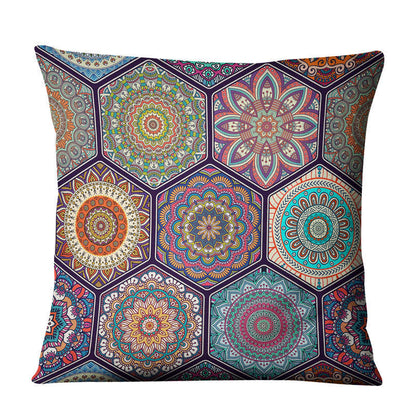 Linen Bohemian Mandala Geometrical Pillow Cushion Cover - Adore India   