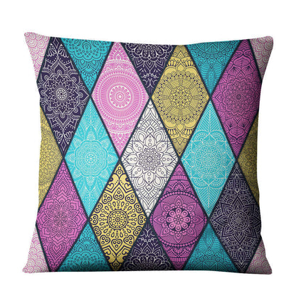Linen Bohemian Mandala Geometrical Pillow Cushion Cover - Adore India   