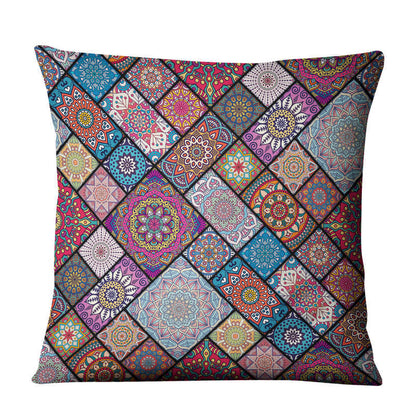 Linen Bohemian Mandala Geometrical Pillow Cushion Cover - Adore India   