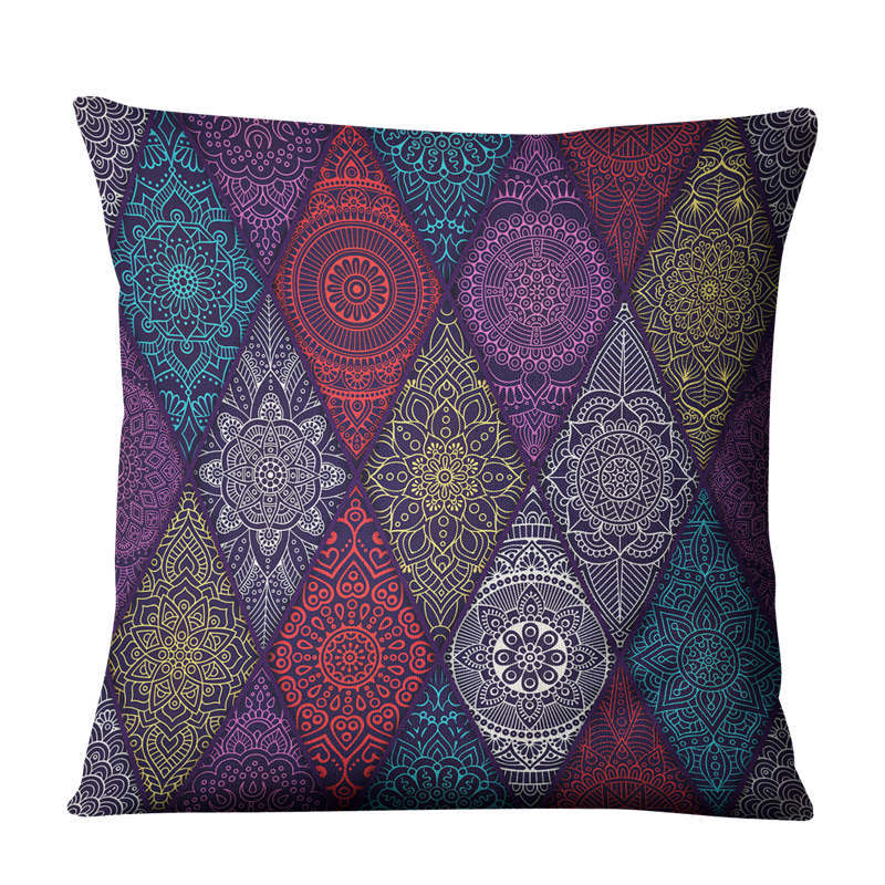 Linen Bohemian Mandala Geometrical Pillow Cushion Cover - Adore India   