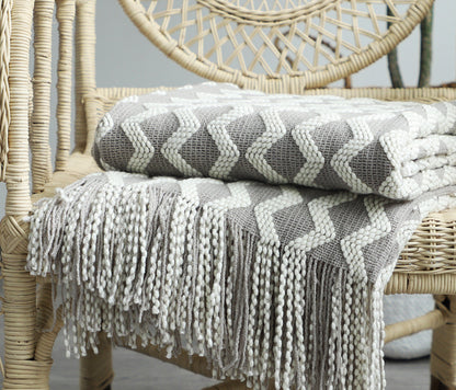 Bohemian Nordic Knitted Decorative Sofa Bed Throw Bedspread - Adore India   