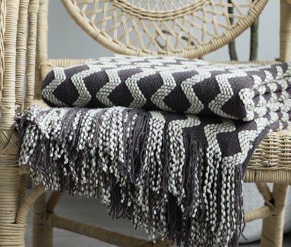 Bohemian Nordic Knitted Decorative Sofa Bed Throw Bedspread - Adore India   