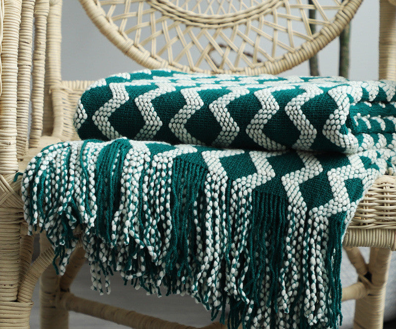 Bohemian Nordic Knitted Decorative Sofa Bed Throw Bedspread - Adore India   