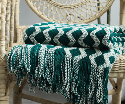 Bohemian Nordic Knitted Decorative Sofa Bed Throw Bedspread - Adore India   