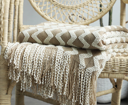 Bohemian Nordic Knitted Decorative Sofa Bed Throw Bedspread - Adore India   