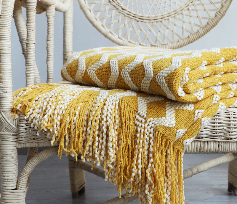 Bohemian Nordic Knitted Decorative Sofa Bed Throw Bedspread - Adore India   