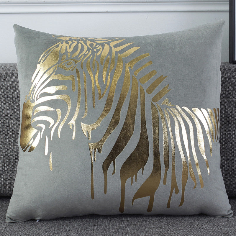Gold Foil Printed Velvet Throw Pillow Cushion Cover - Adore India   