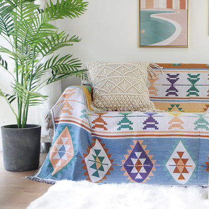Bohemia Kilim Geometric Knitted Throw Blanket For Beds Sofa - Adore India   