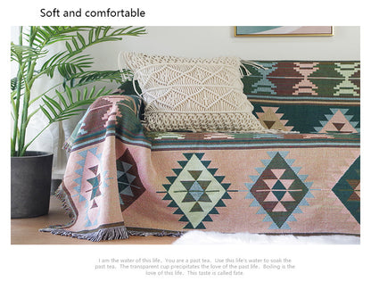 Bohemia Kilim Geometric Knitted Throw Blanket For Beds Sofa - Adore India   