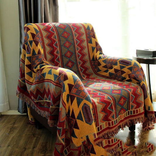 Bohemian Kilim Multicolour Geometric Throw Bedspread - Adore India   