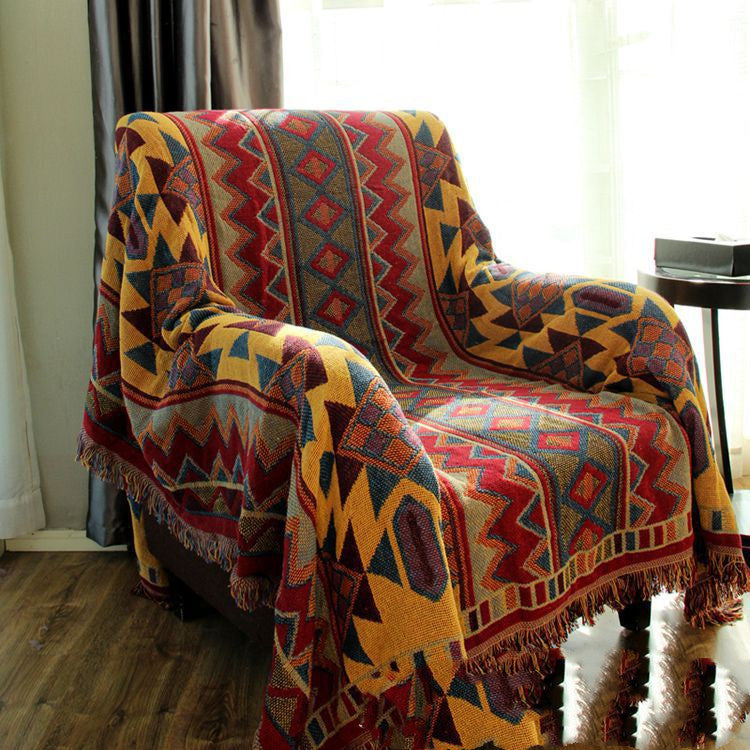 Bohemian Kilim Multicolour Geometric Throw Bedspread - Adore India   
