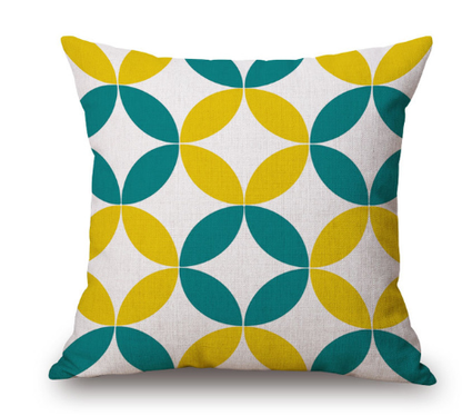 Nordic Yellow Green Geometric Print Cushion Cover - Adore India   
