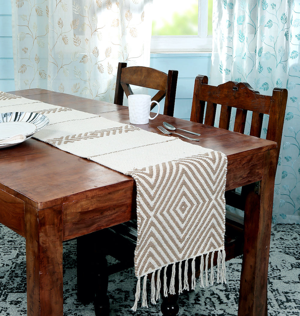 Isla Boho Chic Table Runner for Dining Coastal Cotton Handmade Decor