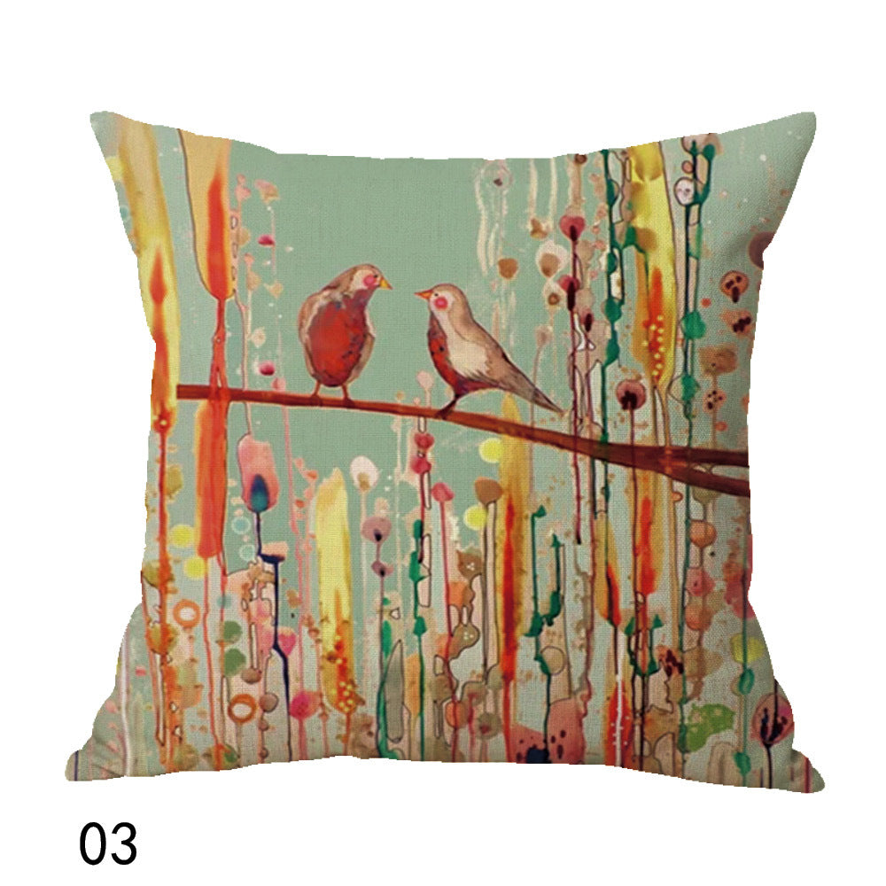 New Bohemian Oil painting Bird Cushion Cover - Adore India   