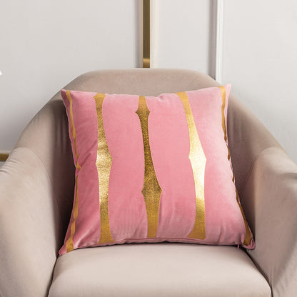 Velvet Gold Foil Printed Stripe Printed Throw Pillow Cushion Cover - Adore India   