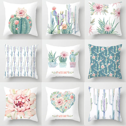 Watercolour Modern Flowers Green Cushion Cover - Adore India   