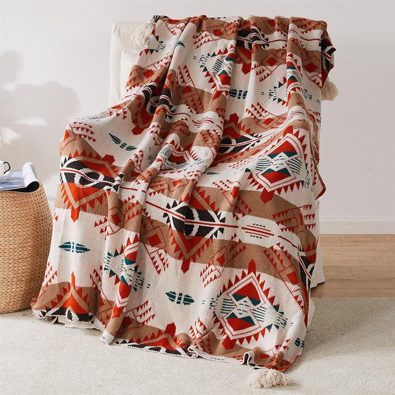 New Jacquard Bohemian Knitted Shawl Blanket - Adore India   