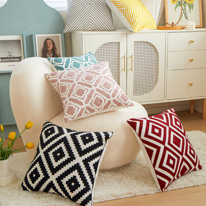 Embroidery Modern Geometrical Living Room Sofa Cushion Cover - Adore India   