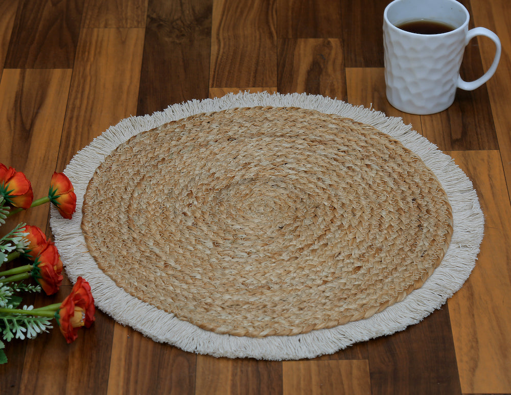 Elara Round Jute Table Mats - Perfect for Kitchen & Dining Decor