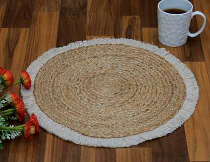 Elara Round Jute Table Mats - Perfect for Kitchen & Dining Decor