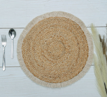 Elara Round Jute Table Mats - Perfect for Kitchen & Dining Decor